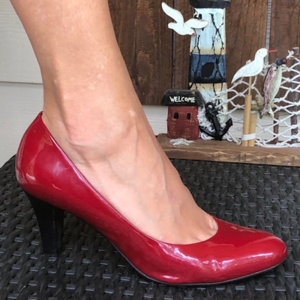 Alex Marie Red lacquer red high heel shoes